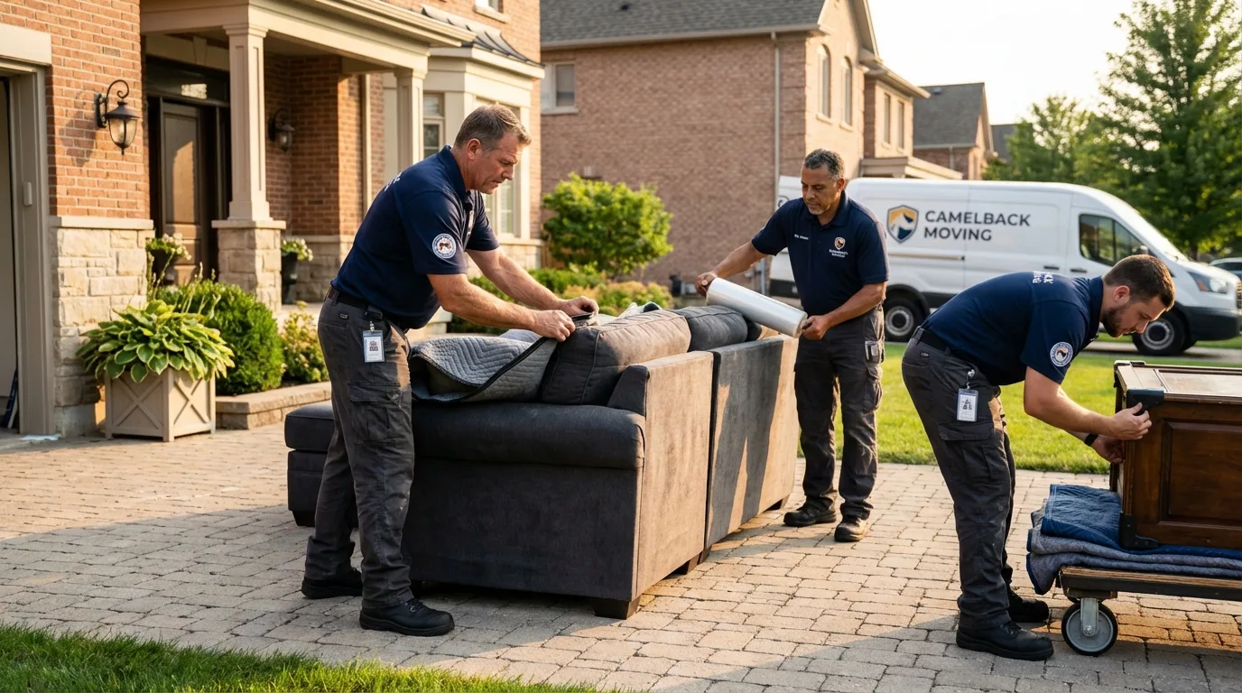 Large estate moving crew wrapping furniture in Paoli, PA