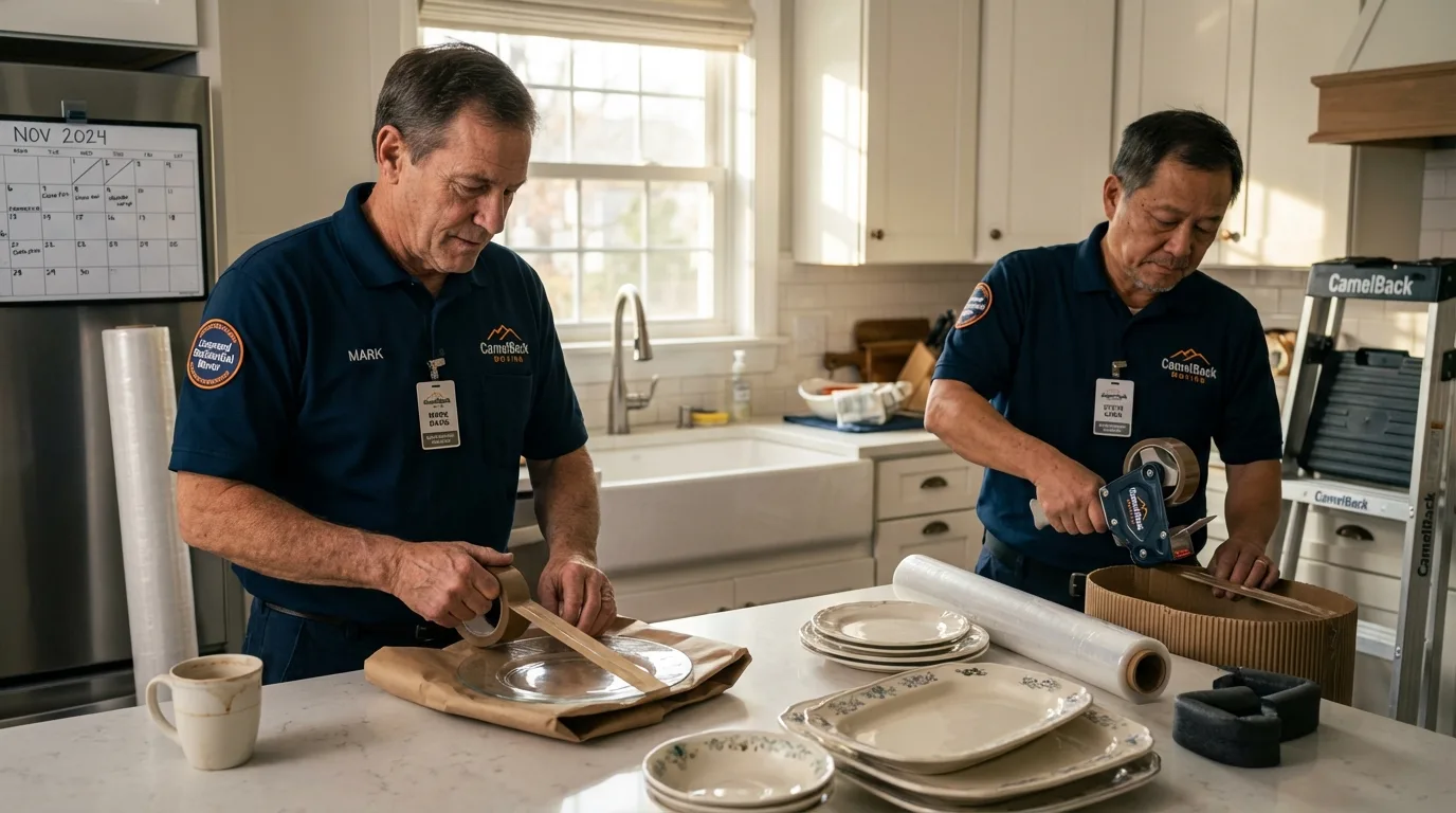 Professional crew packing kitchen dishware in Paoli, PA